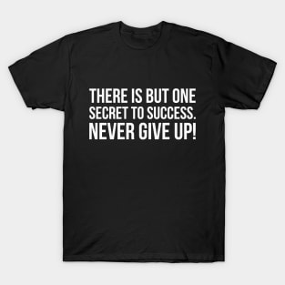 THERE IS BUT ONE SECRET TO SUCCESS. NEVER GIVE UP! funny saying quote T-Shirt